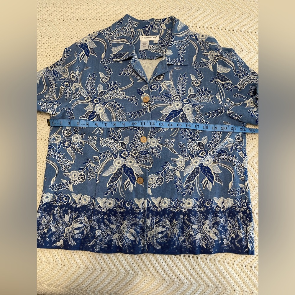 Womens Coldwater Creek blue floral jacket with sequins